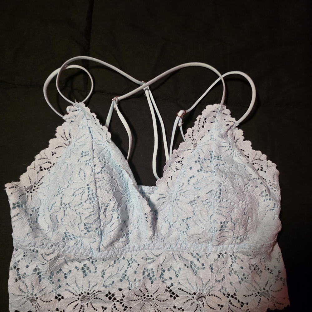 Light Blue Lace Bralette with Strappy Back PINK brand